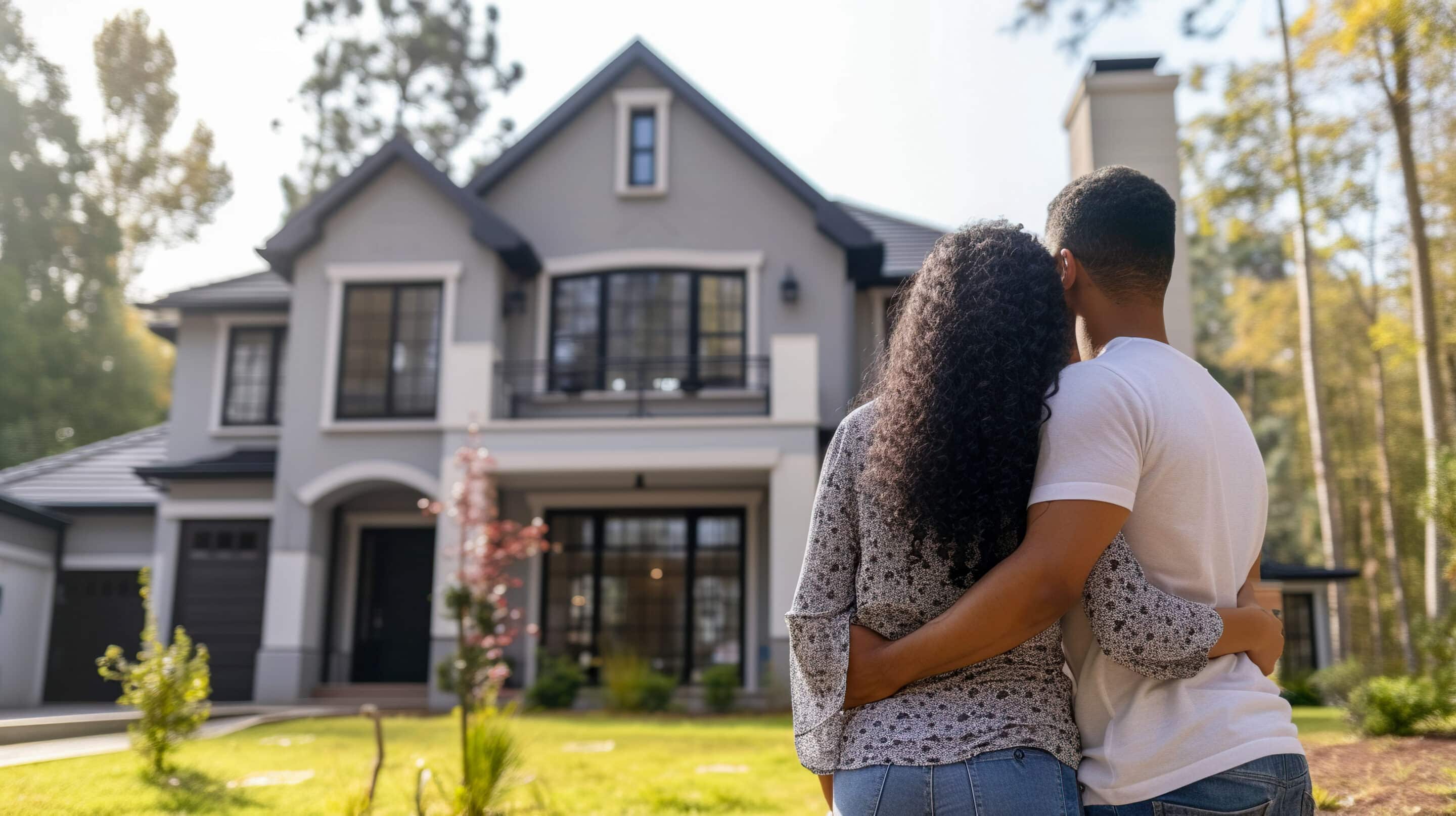 Homeowners standing outside a Vacaville home after window and door upgrades